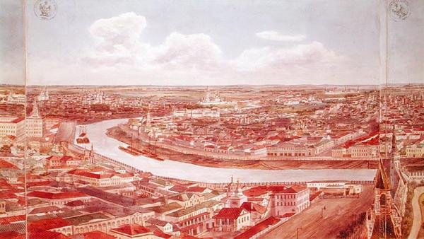Moszkvai panoráma, a Moszkva folyó, 1819 (wc, papír) (lásd 170139-170146) alkotó: Gadolle
