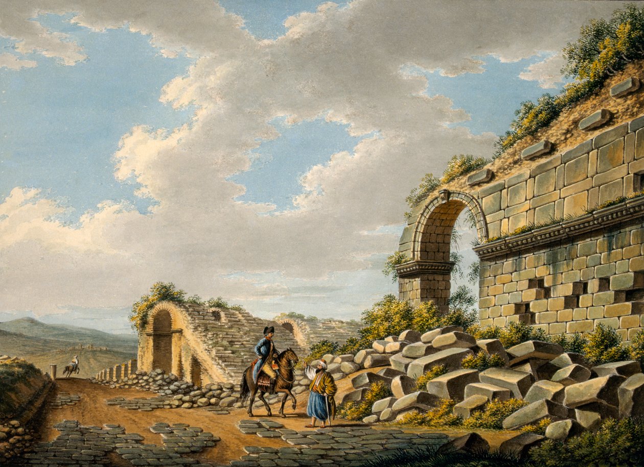 Az efezusi római színház romjainak külseje, 1790-es évek alkotó: Gaetano Mercati