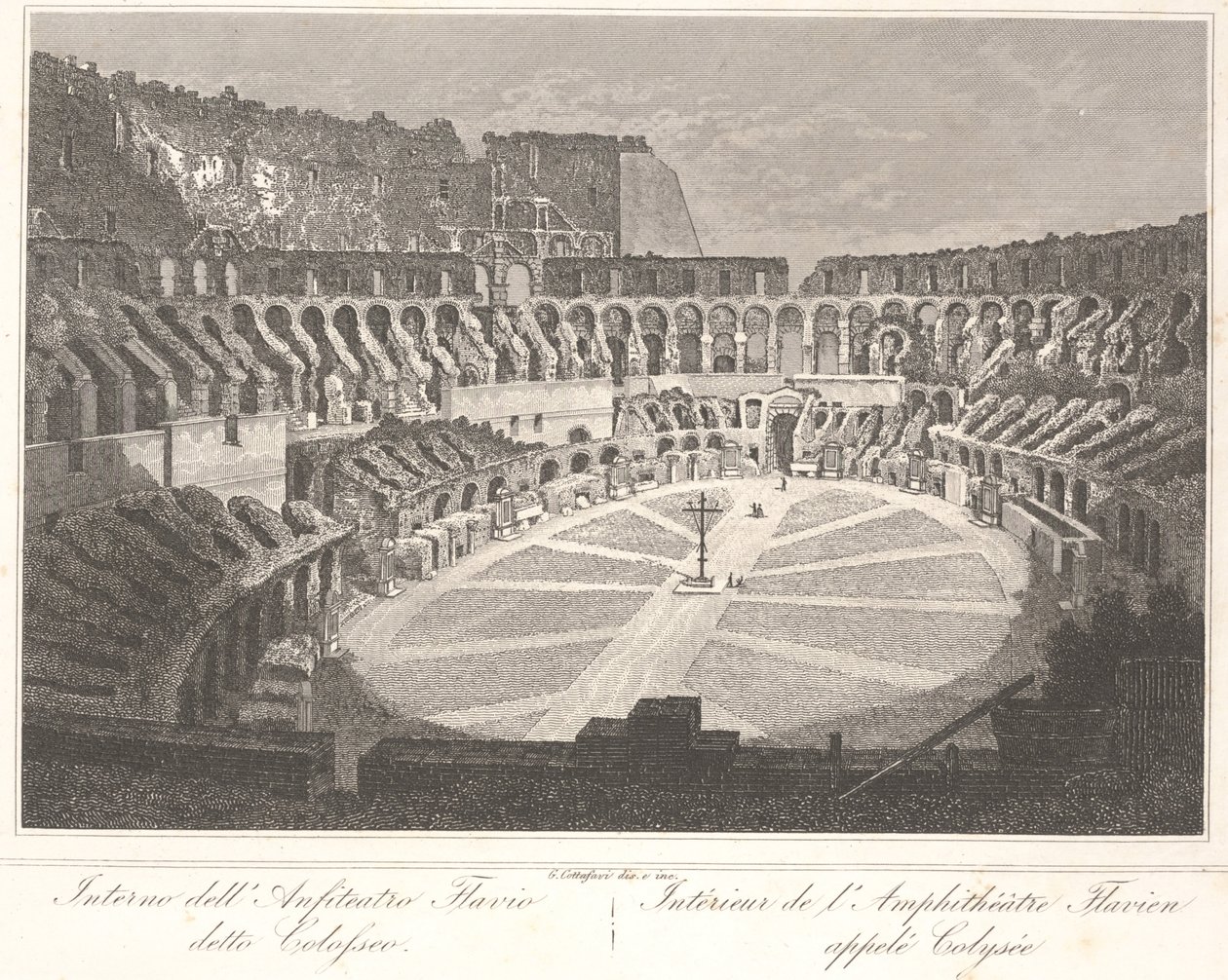 A Colosseumnak nevezett fláviai amfiteátrum belsejében alkotó: Gaetano Cottafavi