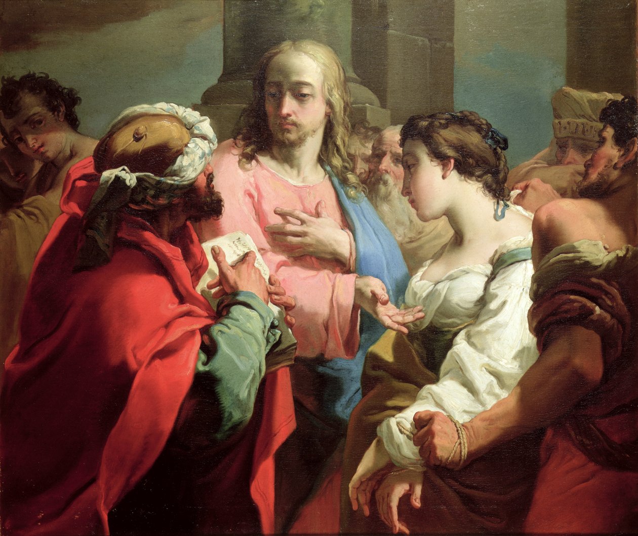 Krisztus és a házasságtörésen elhurcolt nő (olaj, vászon) alkotó: Gaetano Gandolfi