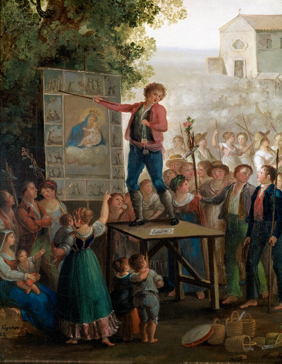 Utcai művész, aki a Szűz csodáit énekli a nápolyi Madonna dell