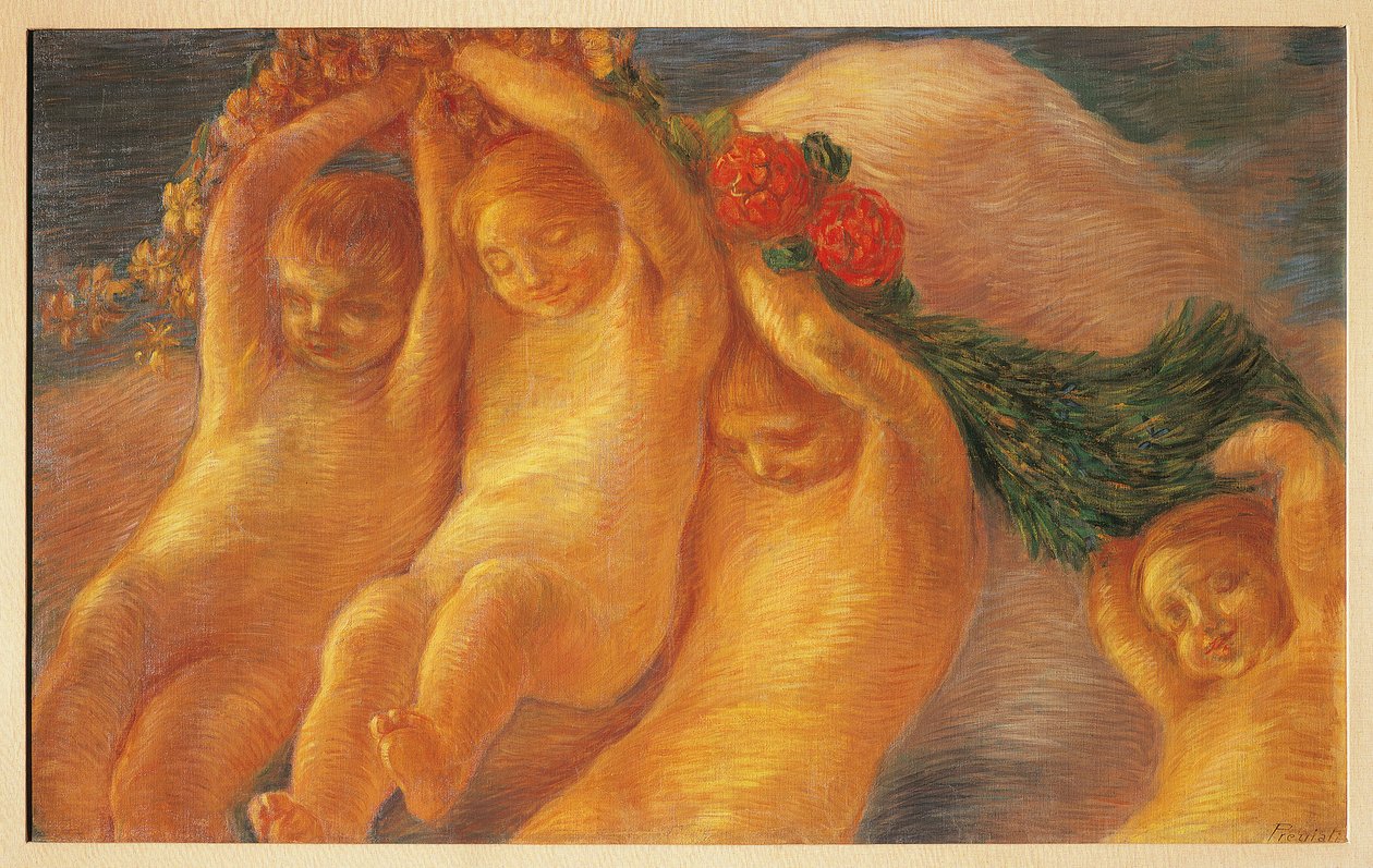 Putti koszorúval alkotó: Gaetano Previati