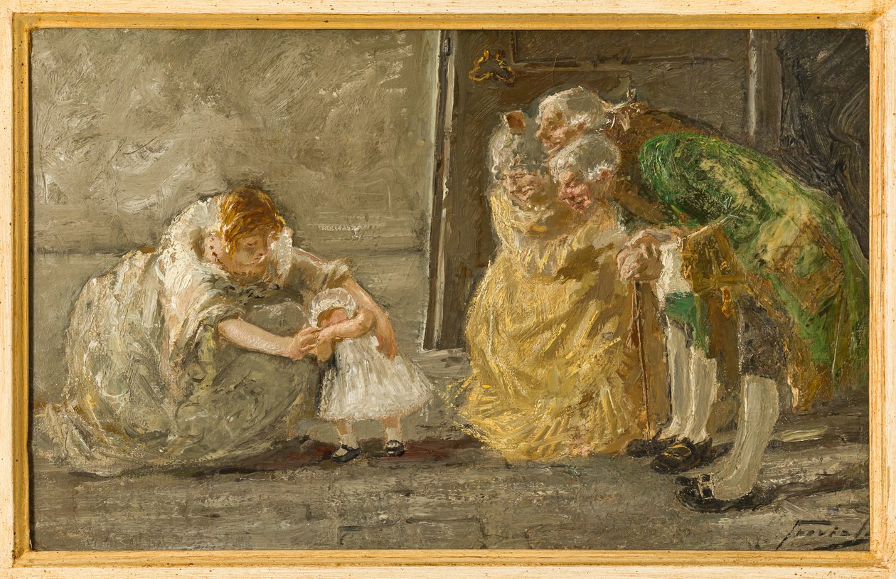 Jelenet (olajfestmény vászonra) alkotó: Gaetano Previati