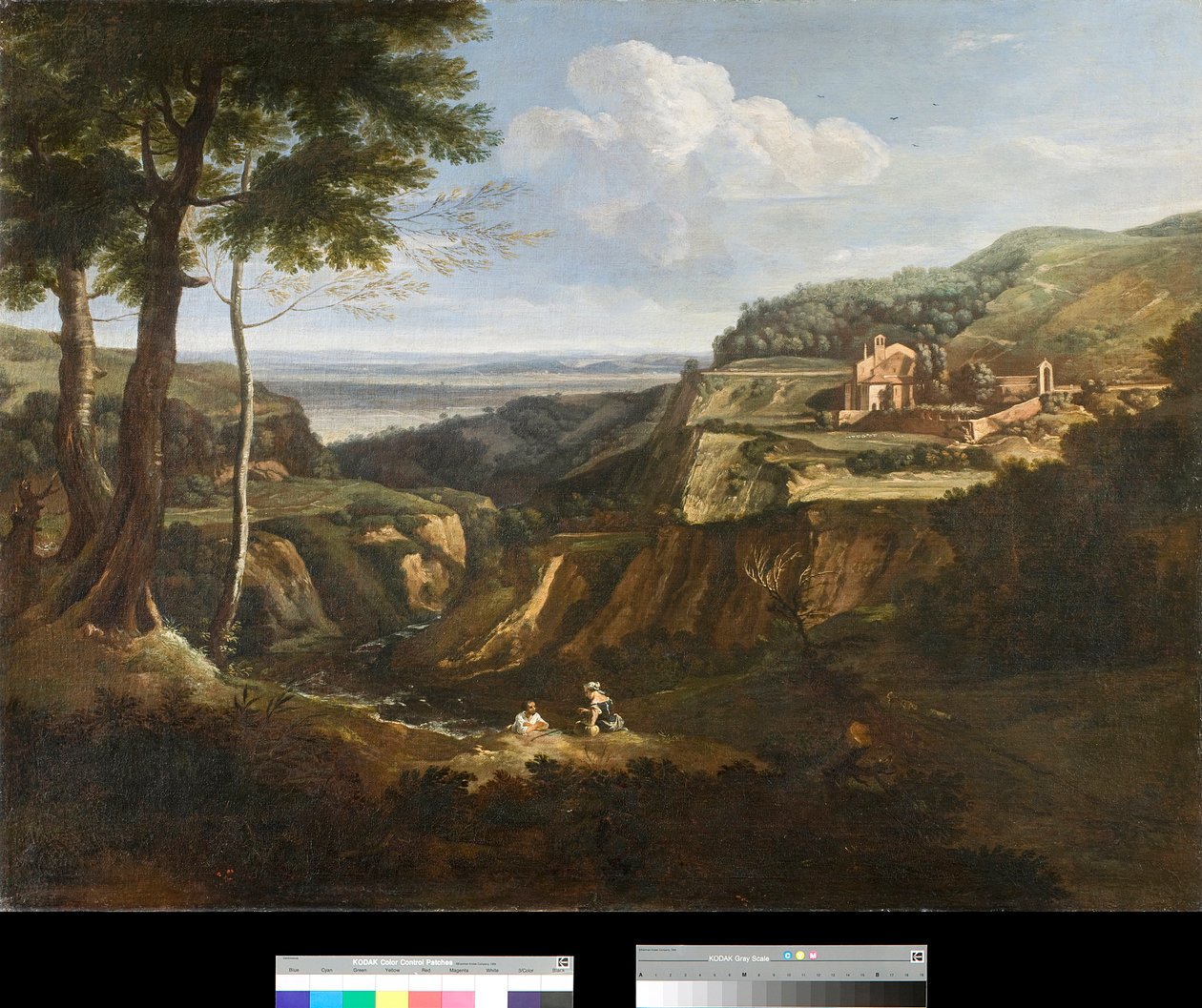 A Frascati melletti Camaldoli kolostor látképe, Olaszország Gaetano Previati (Gaspard Poussin vagy a Guaspre) (1615-1675) festménye 1670 Magántulajdon alkotó: Gaetano Previati