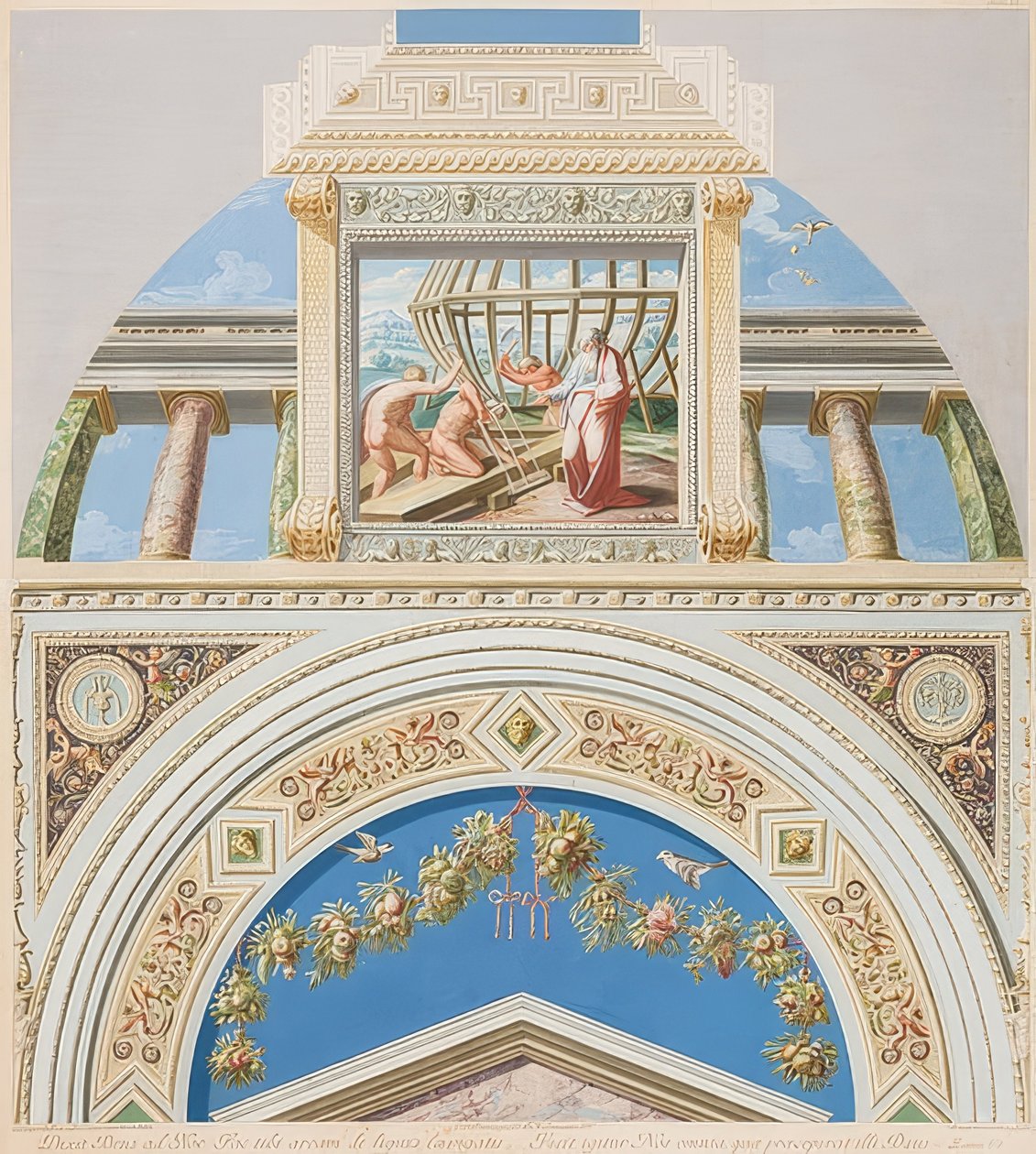 Előlap és boltozat a bárka építésével. 1774 alkotó: Gaetano Savorelli
