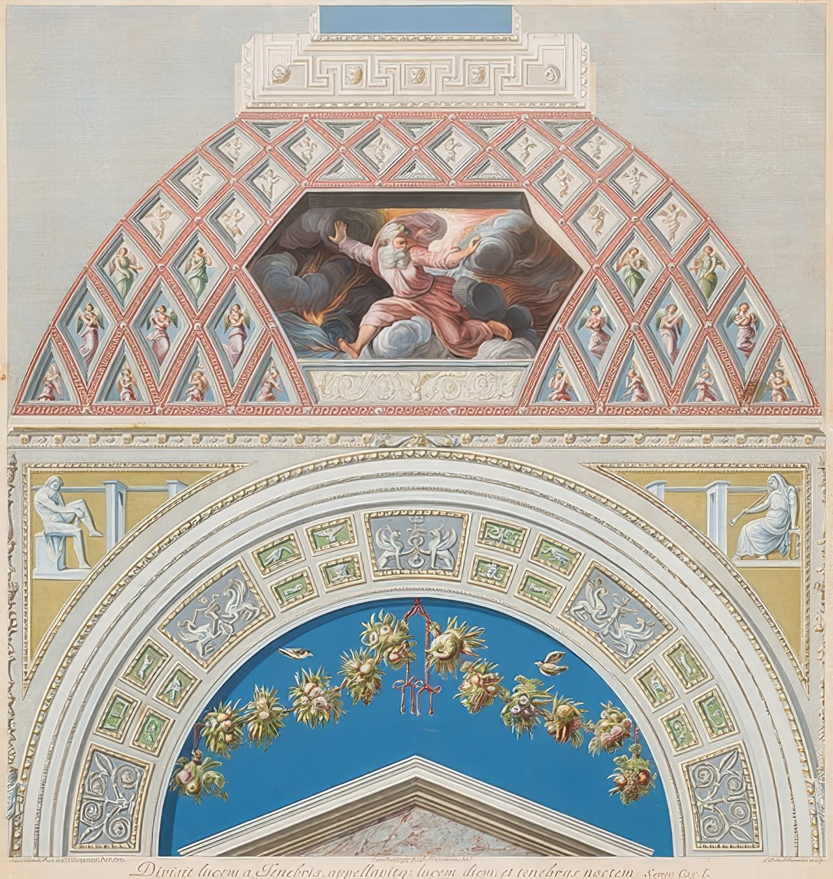 A keret és a boltíves terület Istennel elválasztja a világosságot és a sötétséget. 1774? alkotó: Gaetano Savorelli