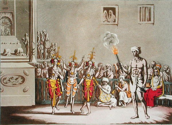 Három Baltok ünnepli a hindu Giolen-Giatrah Fesztivált, Jules Ferrario „Le Costume Ancien et Moderne” 52. lemeze, amely az 1820-as és 30-as évek körül jelent meg (színes litho) alkotó: Gaetano Zancon