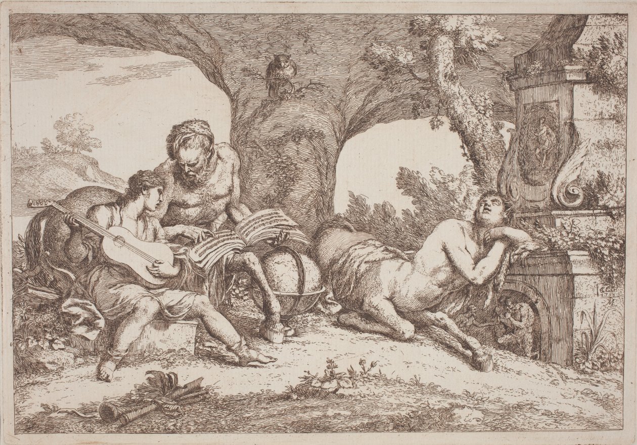 Chiron zenét tanít Akhilleusznak alkotó: Gaetano Zompini, after Giovanni Benedetto Castiglione