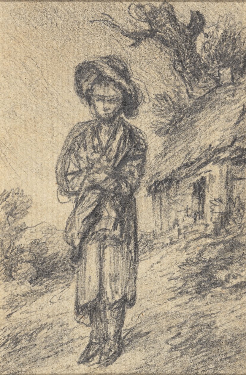 Fiú egy kunyhó mellett áll alkotó: Gainsborough Dupont