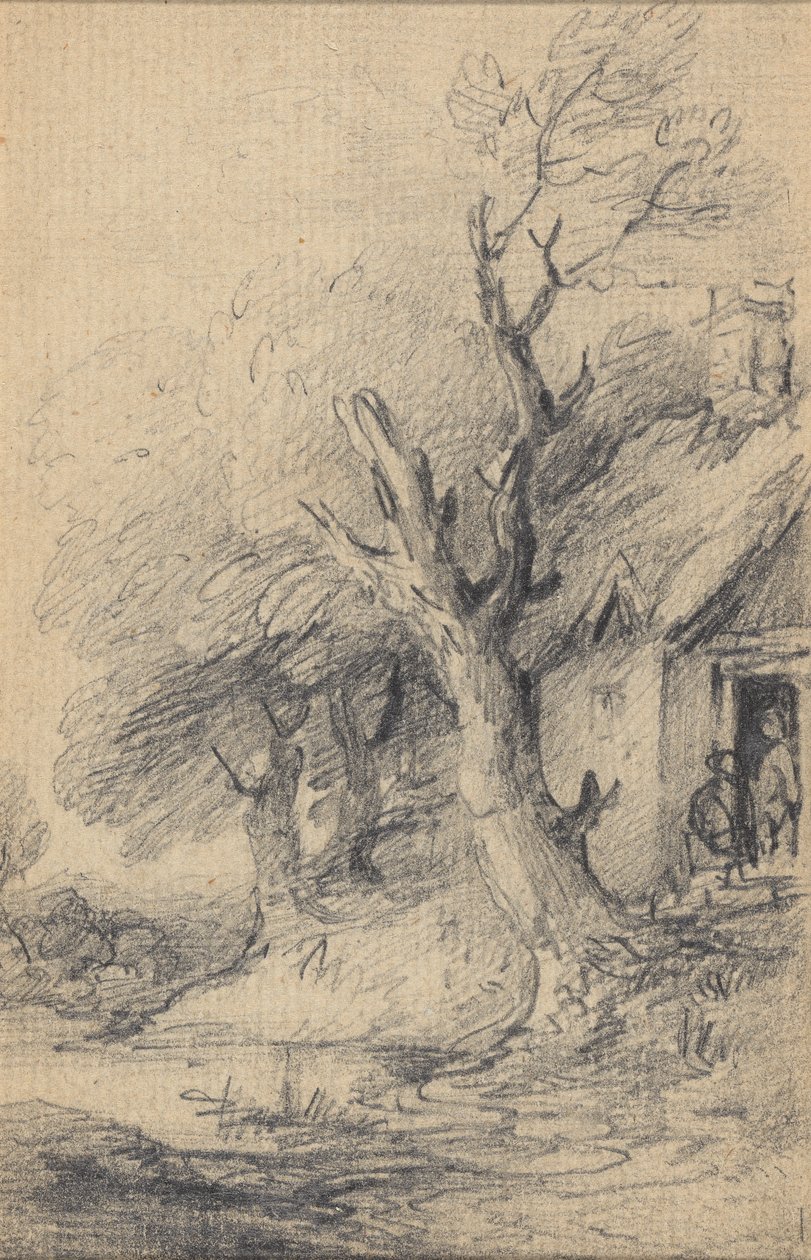 Kunyhó és fák alkotó: Gainsborough Dupont