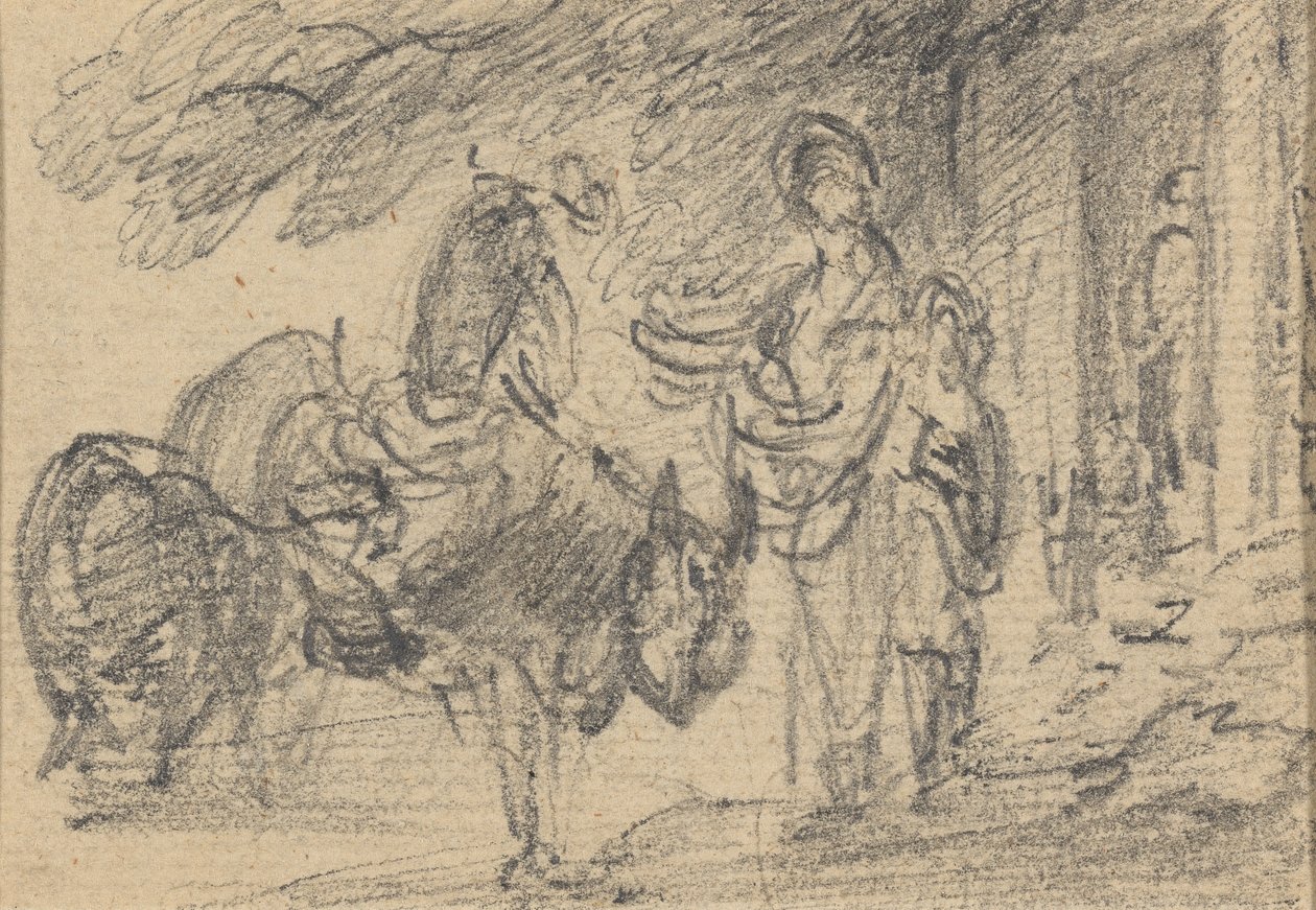 Figurák és lovak egy ajtó közelében alkotó: Gainsborough Dupont