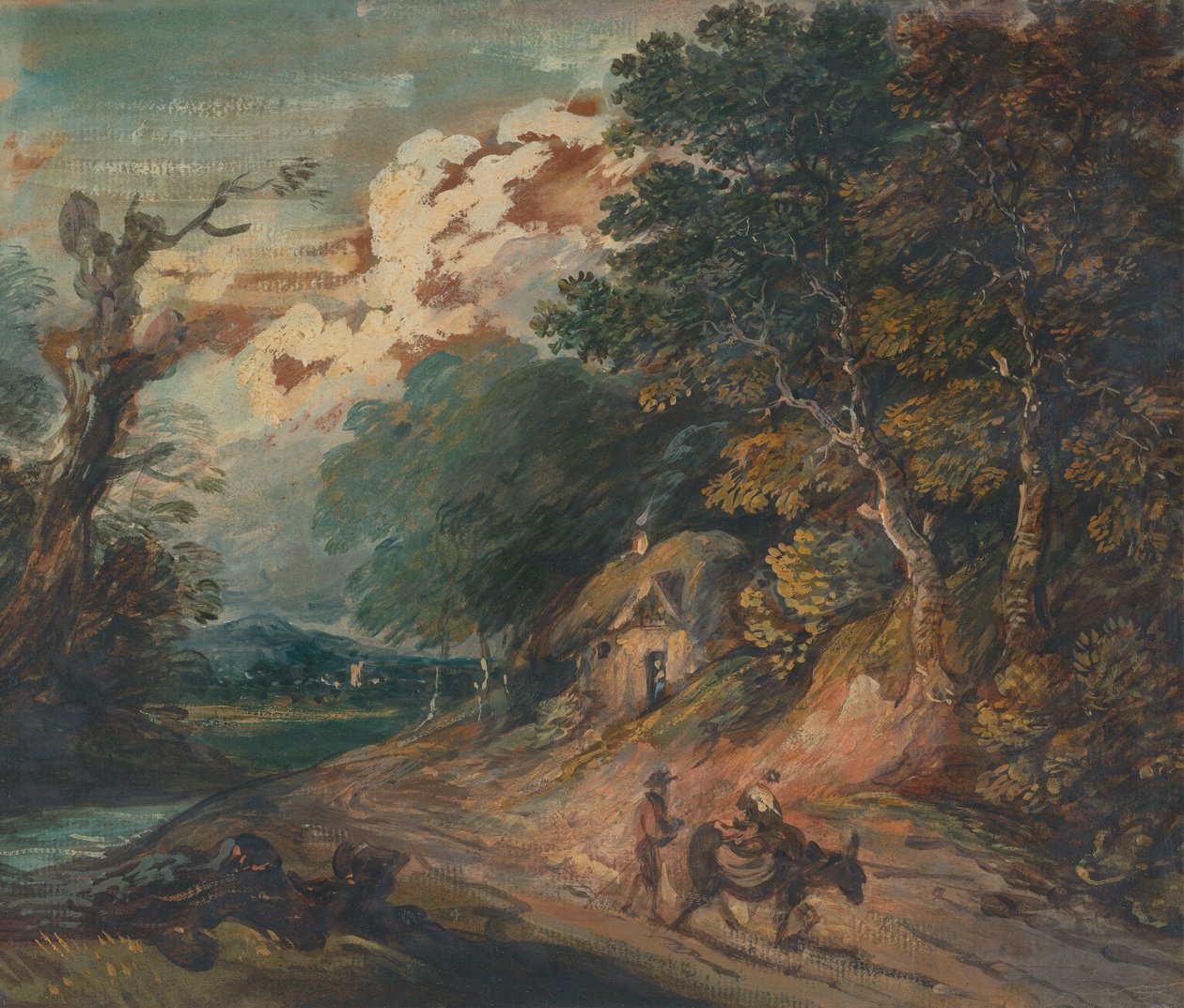 Táj: Szamáron lovagló alak alkotó: Gainsborough Dupont