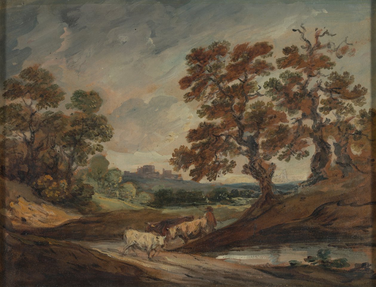 Tájkép: három tehén az előtér közepén alkotó: Gainsborough Dupont