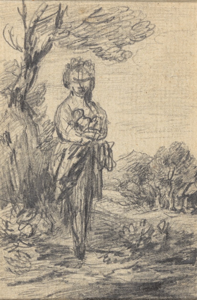 Álló női alak egy tájban alkotó: Gainsborough Dupont