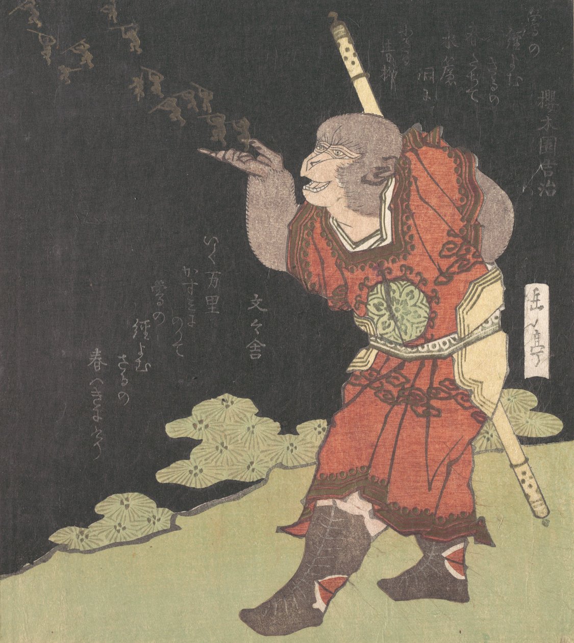 Songoku majomkirály, az Utazás Nyugatra című kínai regényből, valószínűleg 1824-ben. alkotó: Gakutei