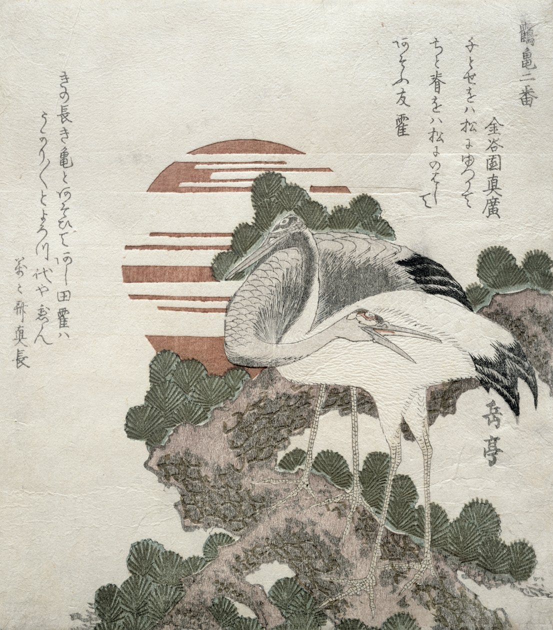 Daru (Tsuru) a Daruk és teknősök 2. sorozatának terveiből, 1818-30 (fametszet) alkotó: Gakutei Harunobu
