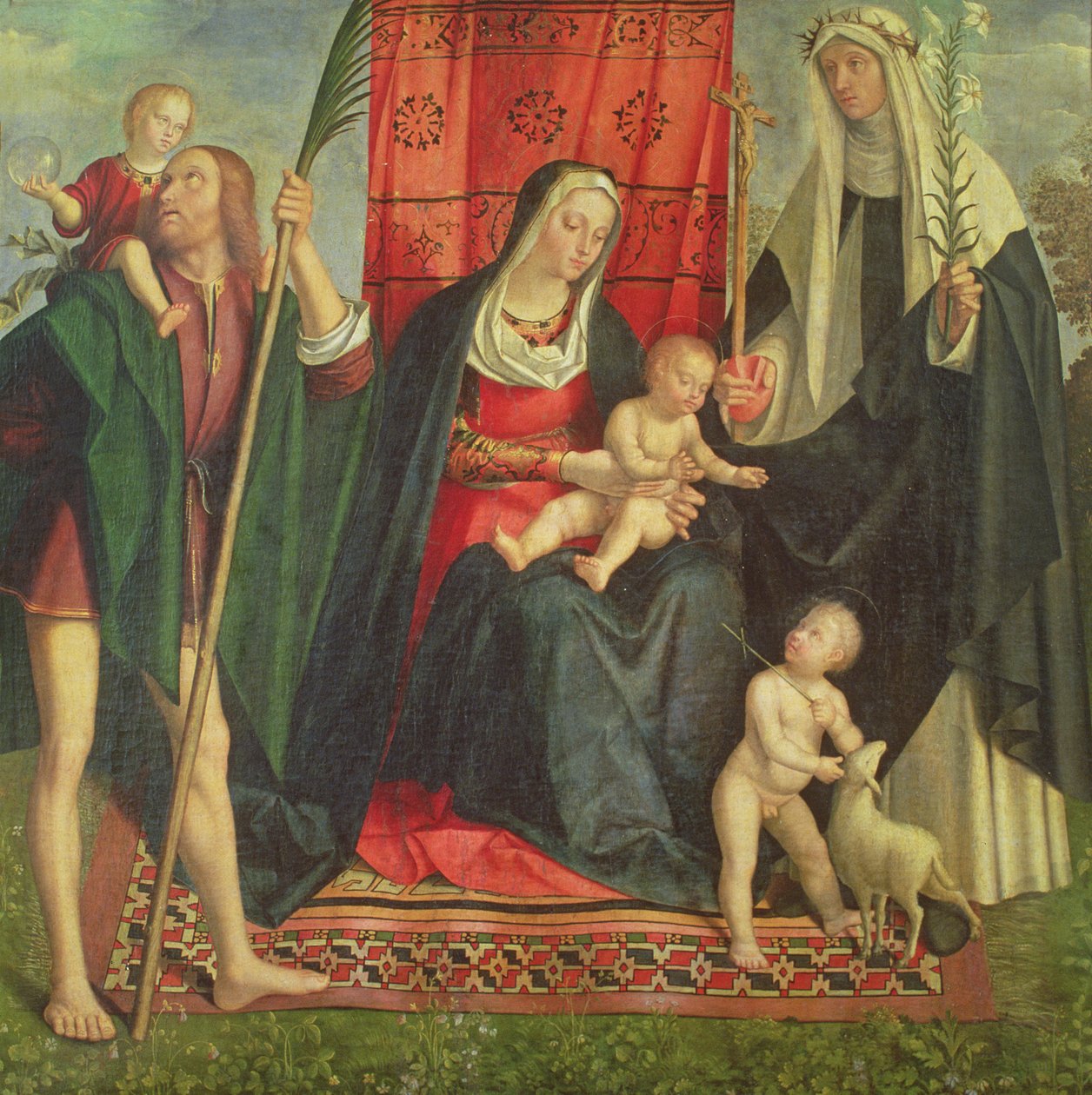 Madonna és gyermeke szentekkel (tempera a panelen) alkotó: Galeazzo Campi