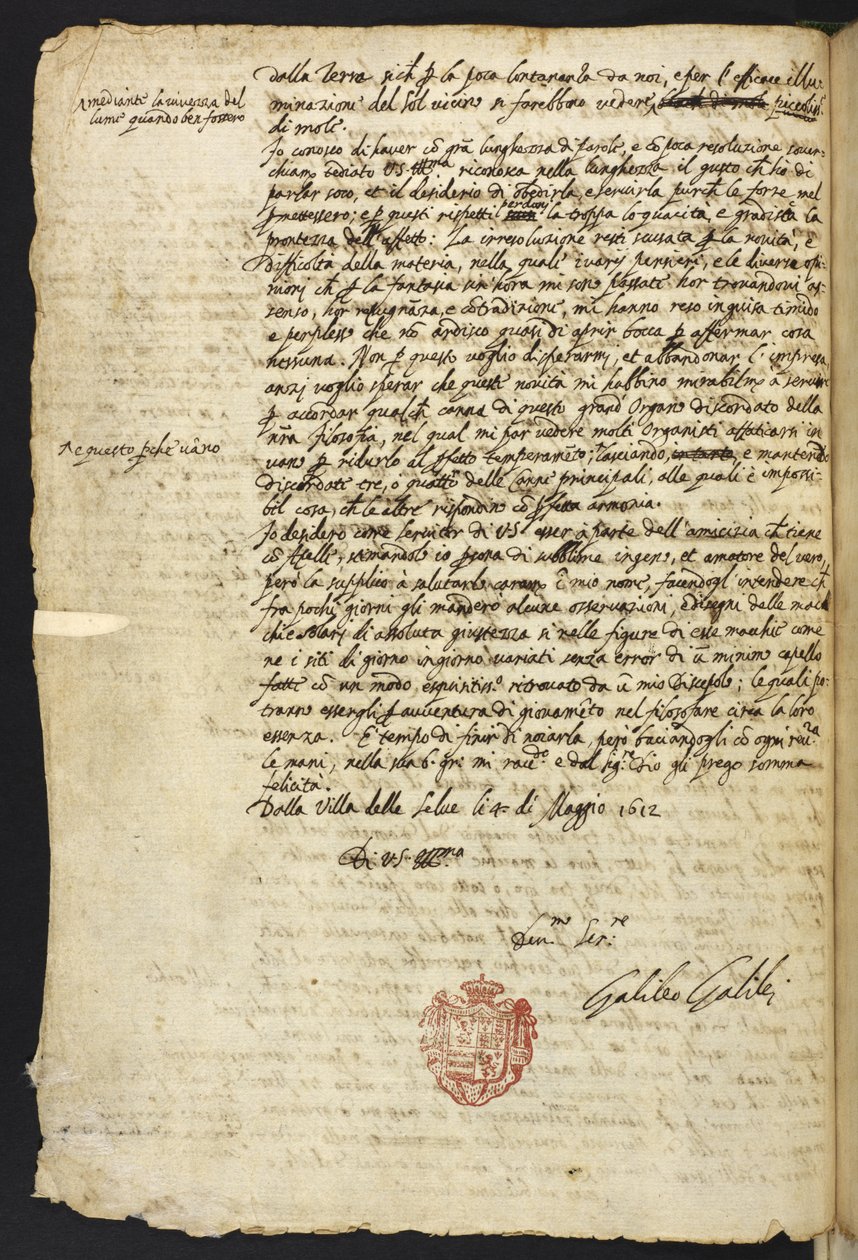 Egerton MS 48 f.10 Levél alkotó: Galileo Galilei