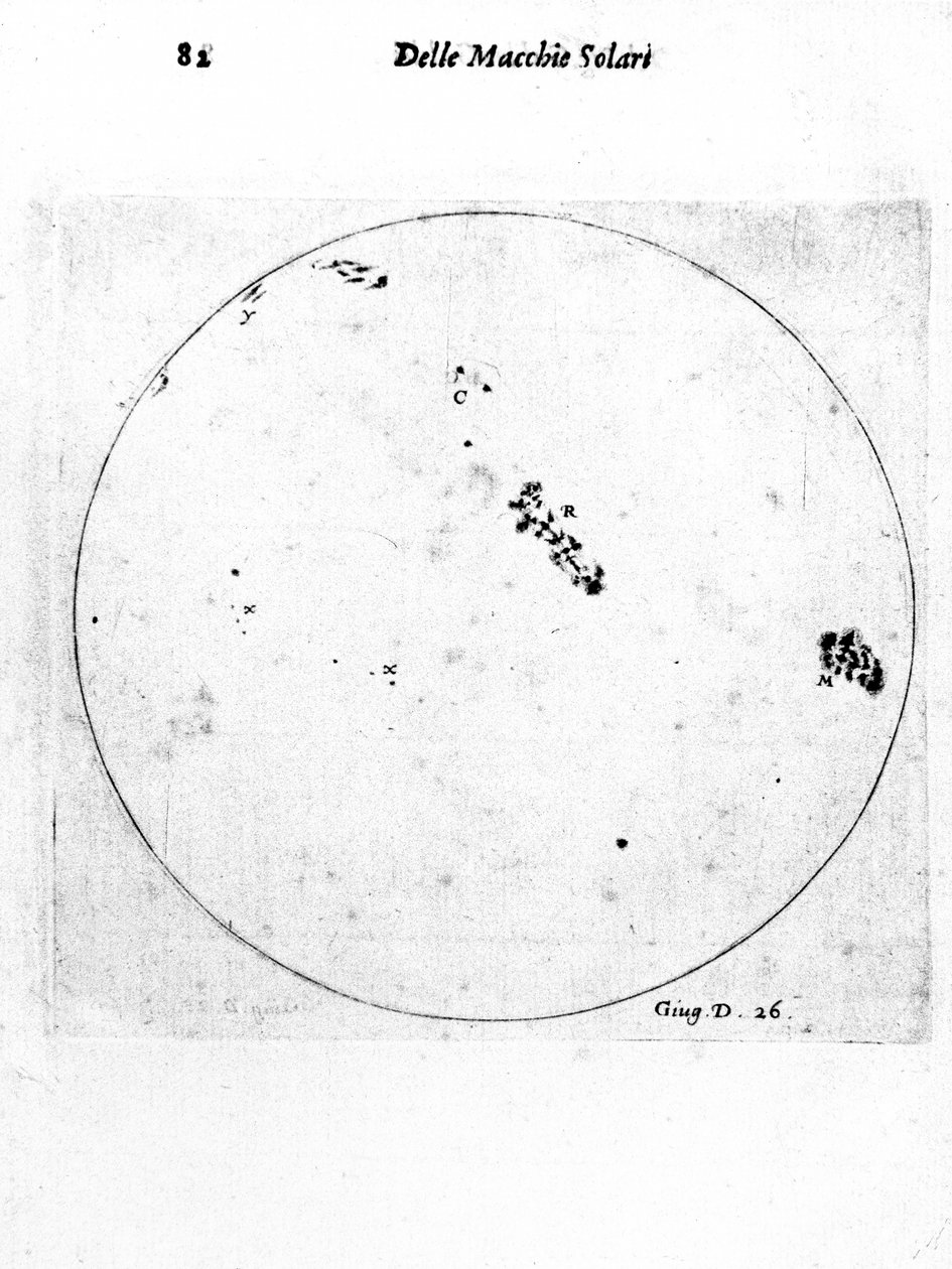 Galilei megfigyelése a napfoltokról, 1613 alkotó: Galileo Galilei