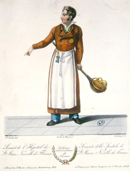A firenzei Santa Maria Novella Kórház szolgája, tizenkilencedik század eleje (színes litó) alkotó: Galli (after)