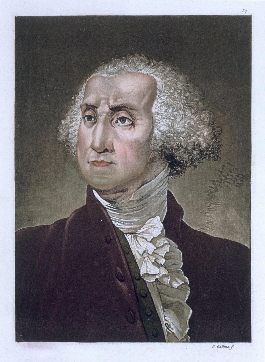 George Washington portréja Jules Ferrario „Az ősi és modern jelmez” című filmből, 1820 körül alkotó: Gallo Gallina
