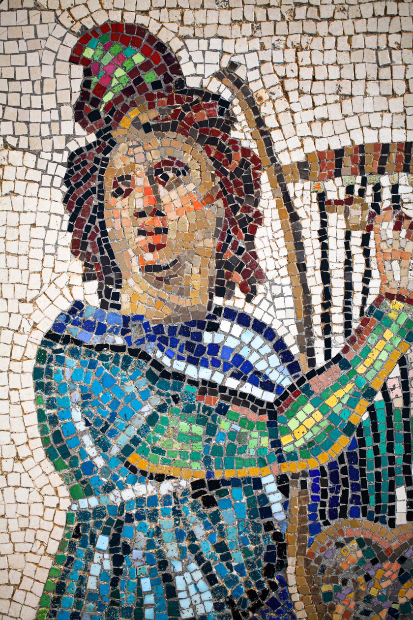 Római mozaik, amely Orfeuszt ábrázolja, amint a lírán játszik alkotó: Gallo-Roman