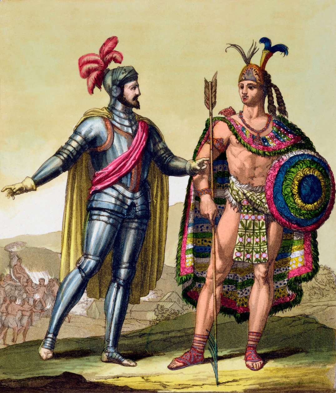 Hernando Cortes és Montezuma II találkozása, Mexikó, 1519 c1820-1839 alkotó: Gallo Gallina
