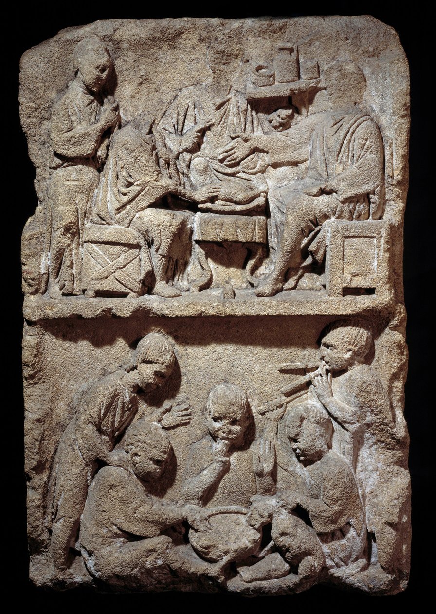 Art Gallo Romain: az étkezések és a gyermekjátékok színterét jelképező sztélé. Kr.e. 50-100. Metz. Szépművészeti Múzeum alkotó: Gallo Roman
