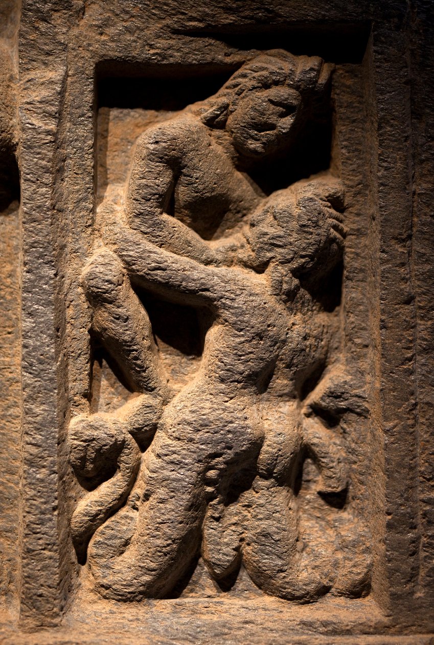 Triton. Alacsony domborműves faragott, Gandhara művészete (Pakisztán), 2-3. század. Koreai Nemzeti Múzeum, Szöul (Dél-Korea). alkotó: Gandhara School