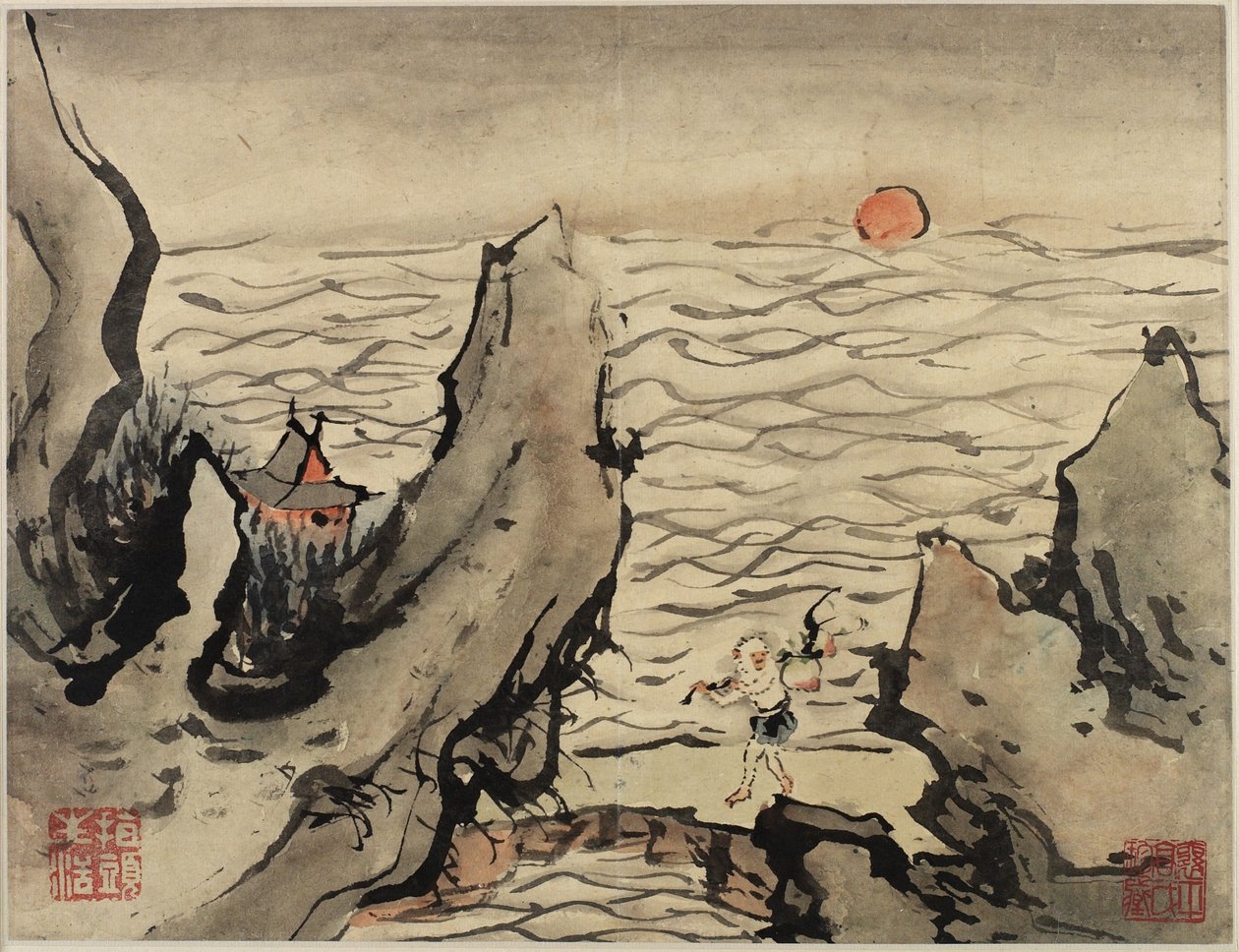 Ujjfestmény, egy tíz darabos albumból, 1684 alkotó: Gao Qipei