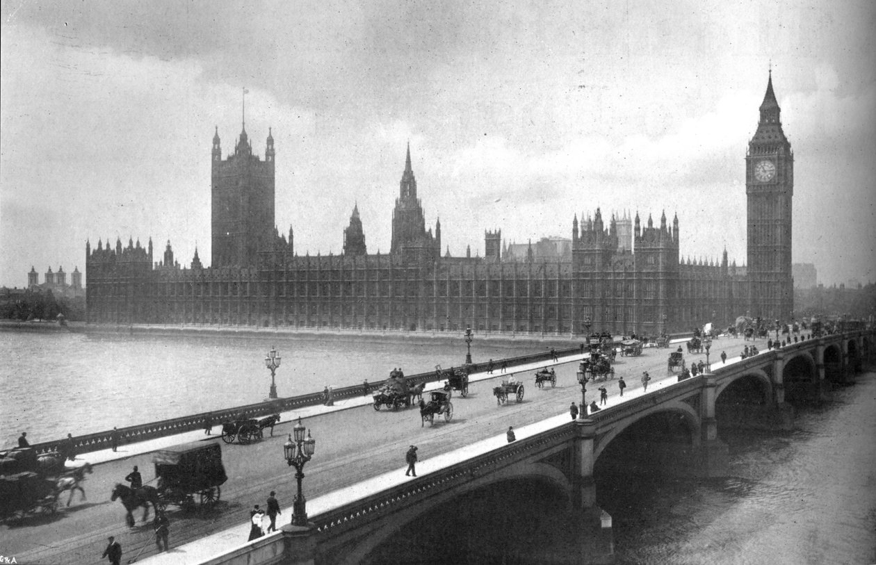 A Parlament háza és a Westminster híd, 1919 alkotó: Garratt and Atkinson