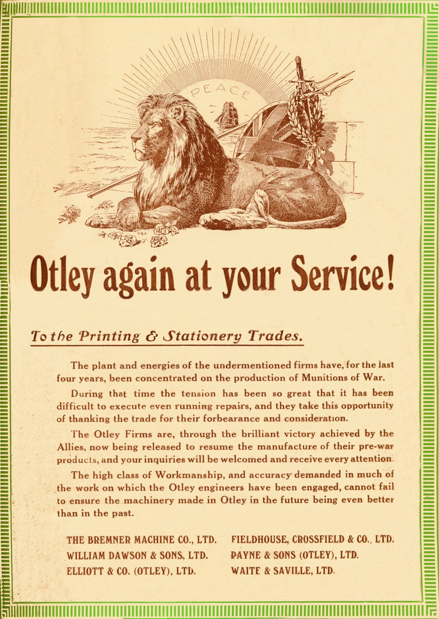 Otley again at your service - To the Printing & Stationery Trades, 1919 alkotó: Garratt and Atkinson