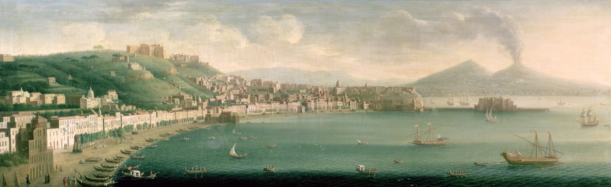Nápoly kilátása nyugatról, 1730 alkotó: Gaspar Butler