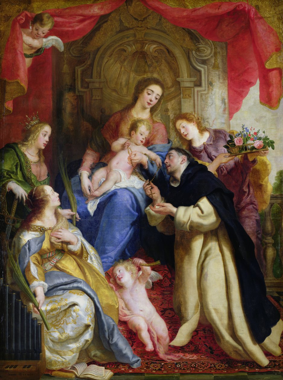 A Szűzanya rózsafüzért ajánl fel Szent Domonkosnak, 1641 alkotó: Gaspar De Crayer