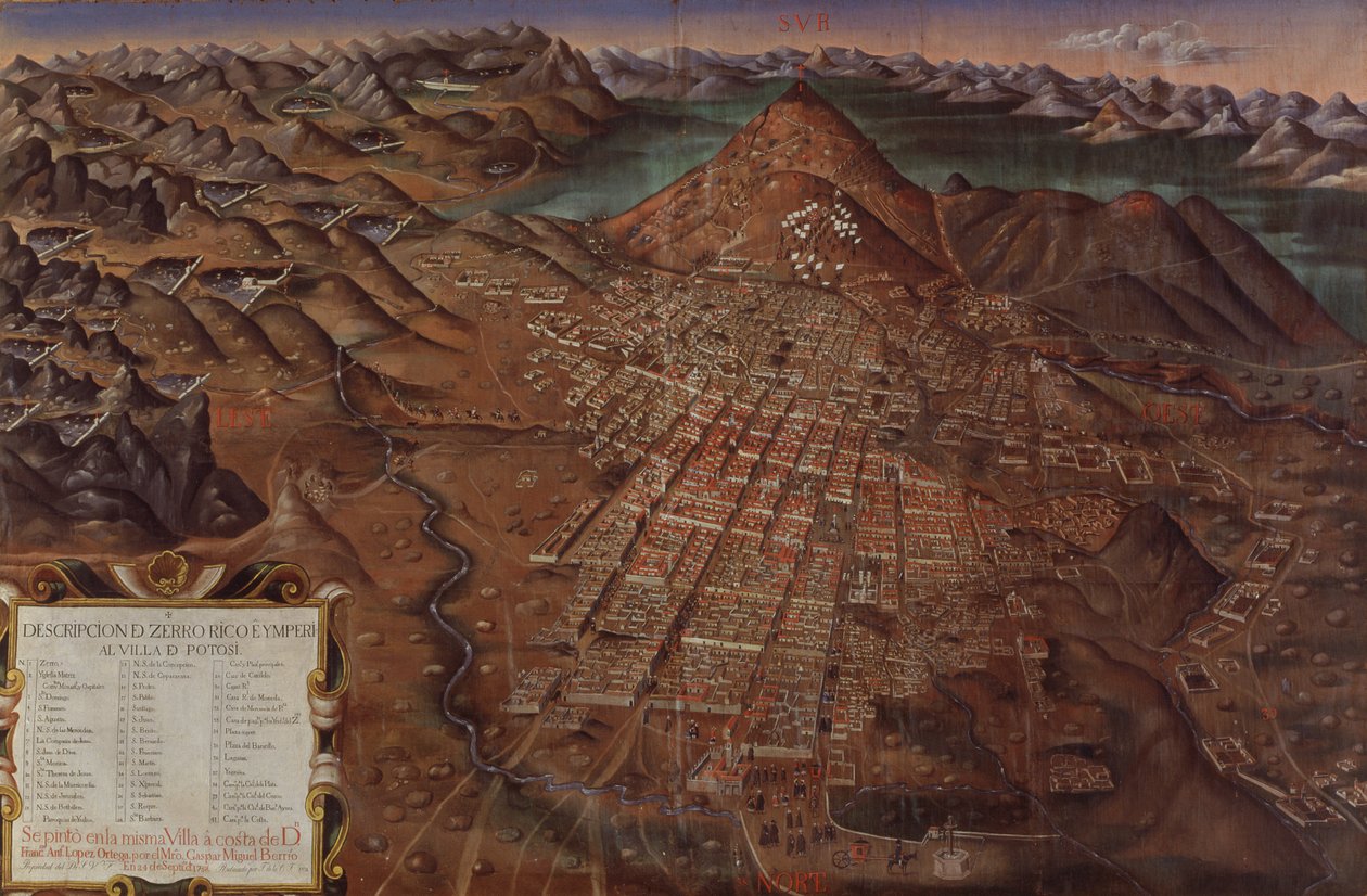 Cerro Rico és Potosi császári önkormányzat leírása, 1758 alkotó: Gaspar Miguel de Berrio