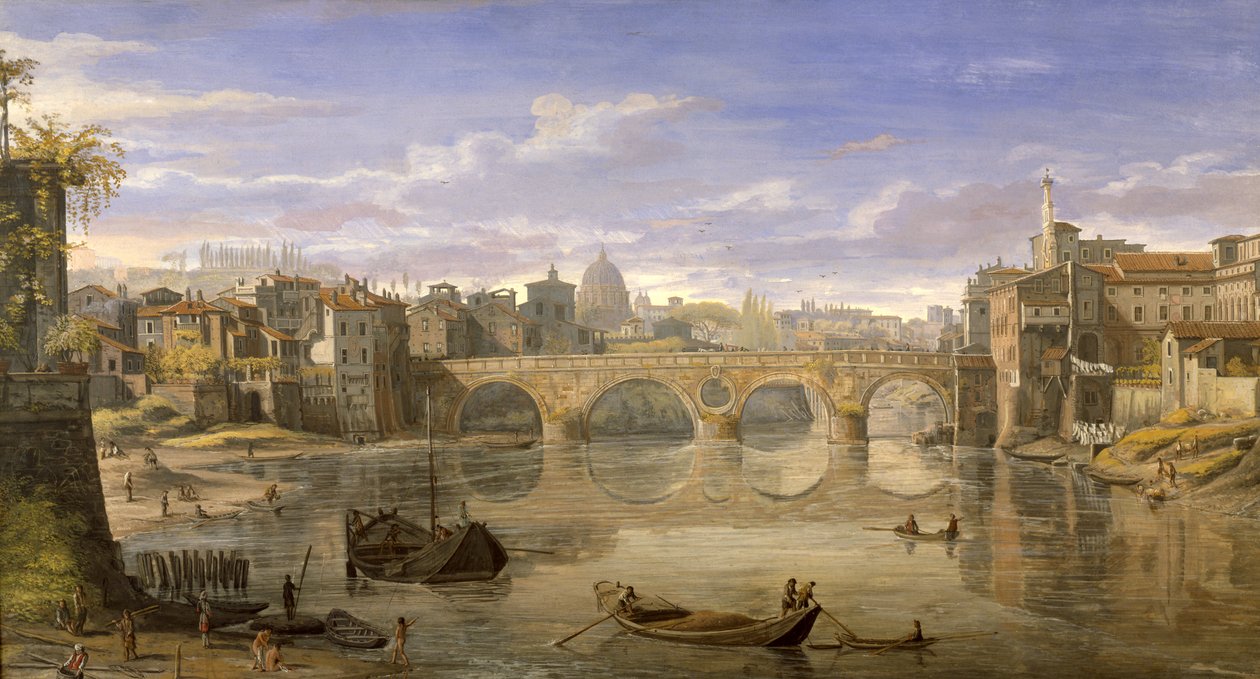 Ponte Sisto, Róma (tempera papíron) alkotó: Gaspar van Wittel