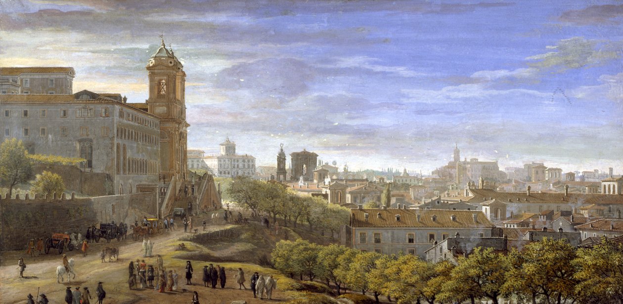 Trinità dei Monti, Róma (tempera papíron) alkotó: Gaspar van Wittel