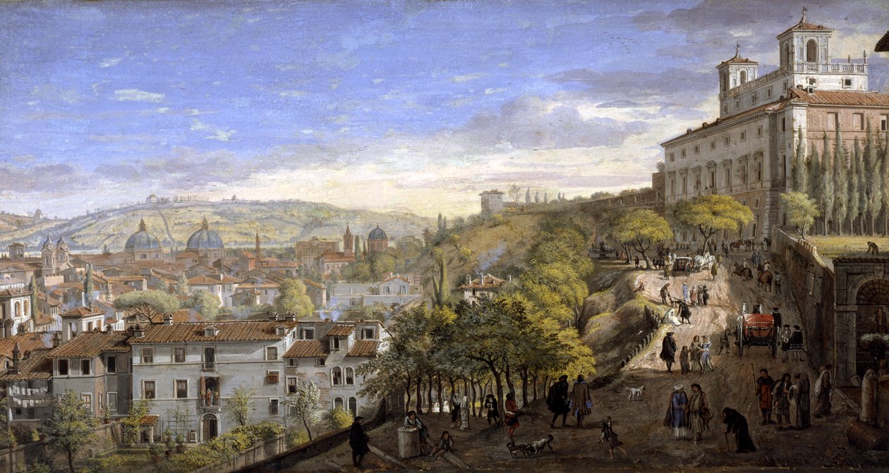 A Villa Medici látképe, Róma (tempera, papír) alkotó: Gaspar van Wittel