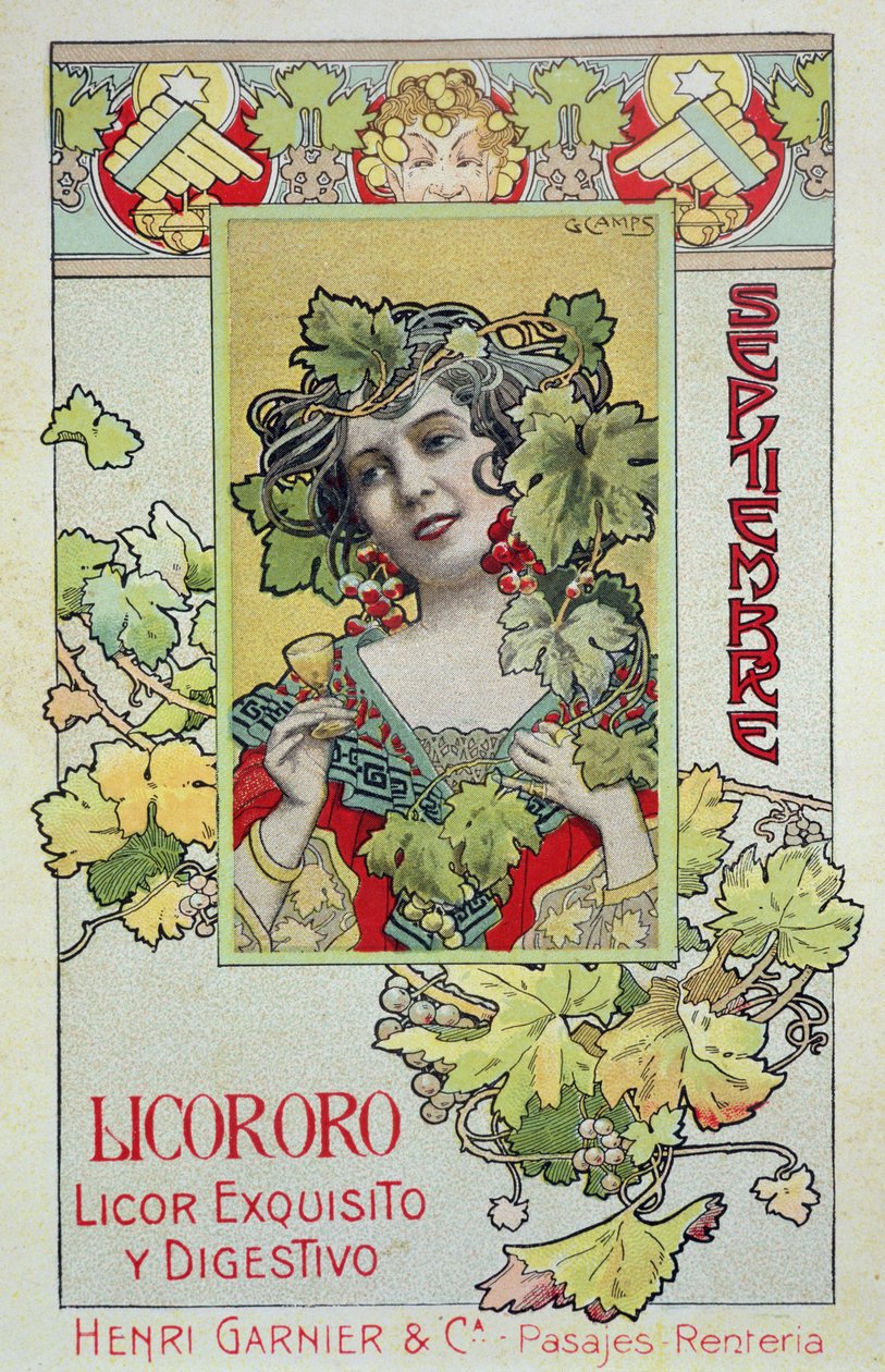 Szeptember, a Henri Garnier & Co. naptárából. alkotó: Gaspar Camps Junyent