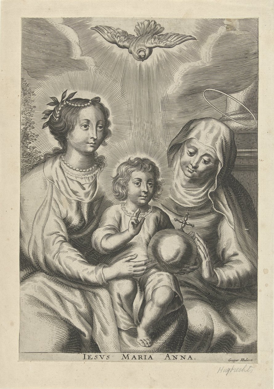 Anna hármasban Jézus Mária Anna (cím a tárgyon) alkotó: Gaspar Huybrechts