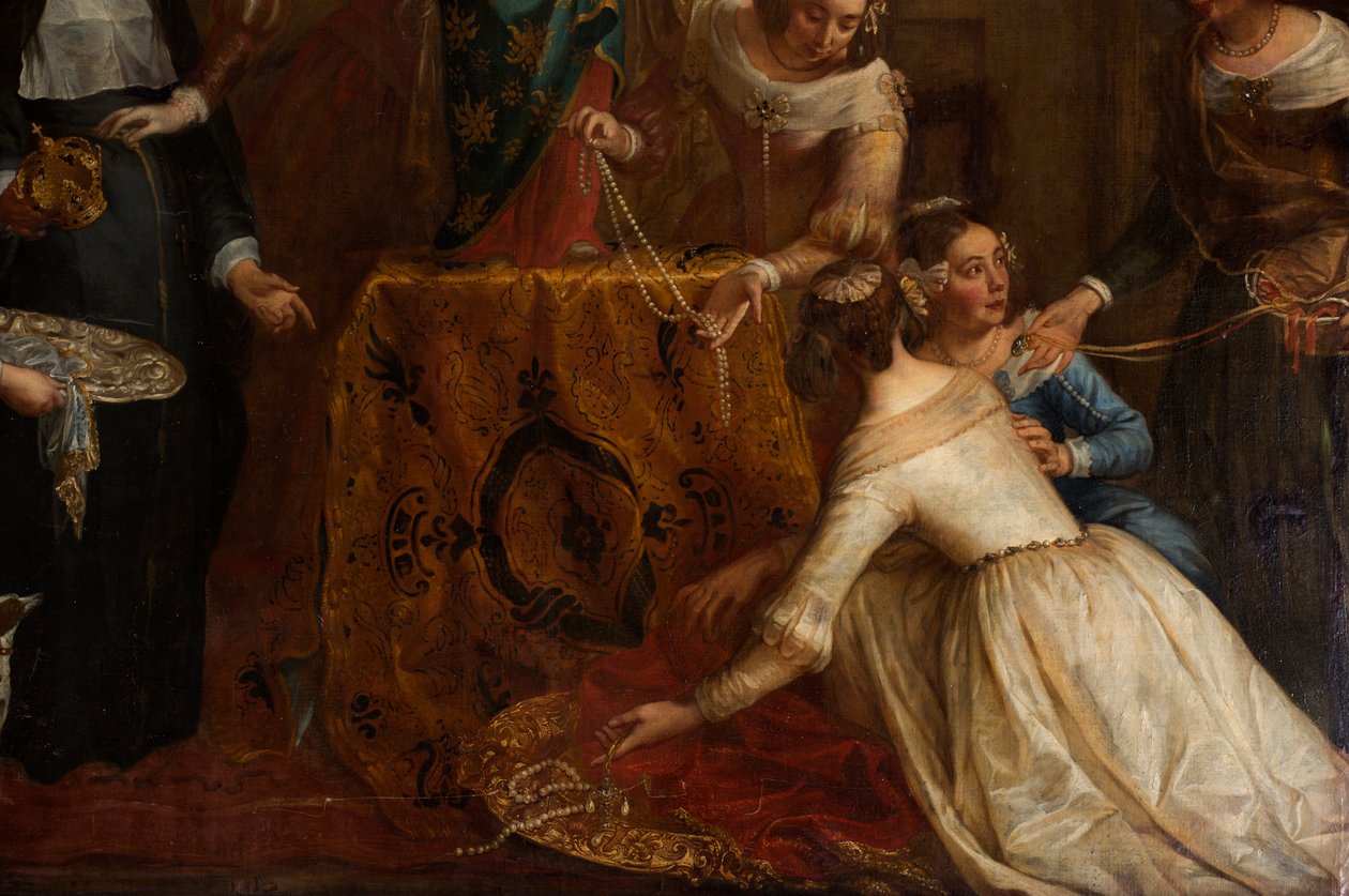 Plébániatemplom (Eglise Saint-Brice). Paintin "Izabella spanyol főherceg ékszereit ajándékozza a hallei Saint-Martin bazilikának". Gaspar de Crayer. alkotó: Gaspar De Crayer