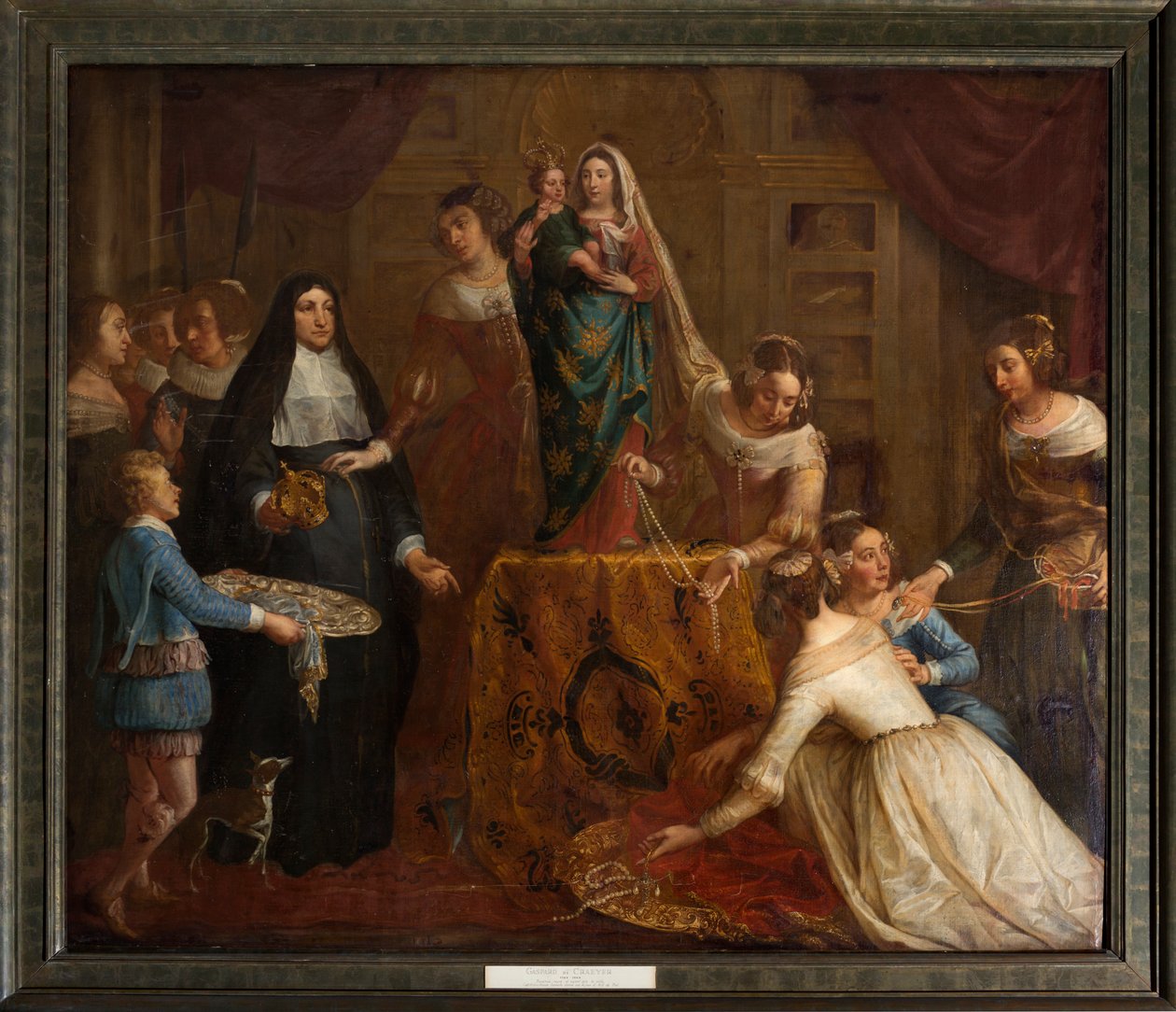 Plébániatemplom (Eglise Saint-Brice). Paintin "Izabella spanyol főherceg ékszereit ajándékozza a hallei Saint-Martin bazilikának". Gaspar de Crayer. alkotó: Gaspar De Crayer