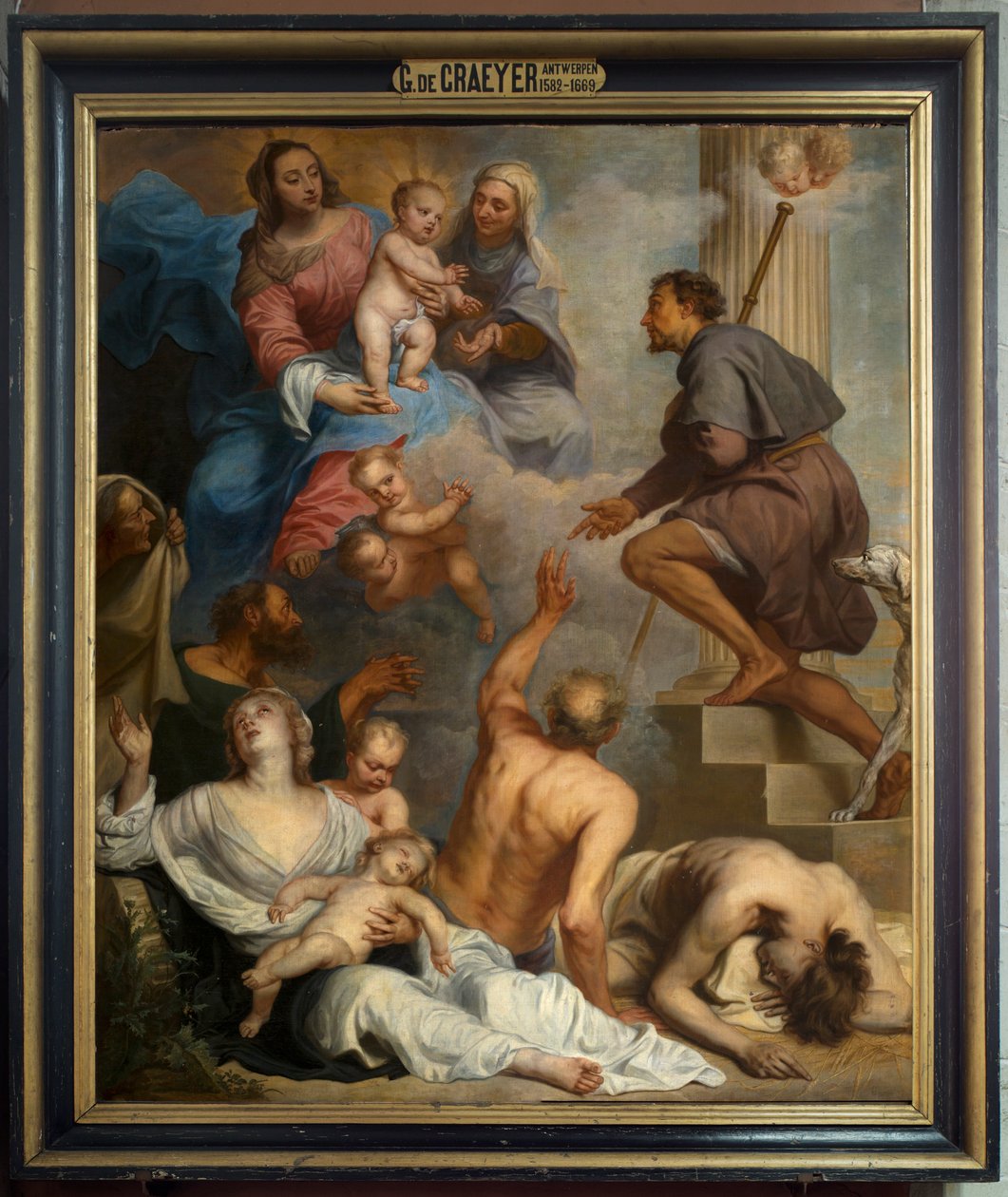 Plébániatemplom (Plébániatemplom Szűzanya). Belső. festmény. Szent Rókus. Gaspar De Crayer alkotó: Gaspar De Crayer