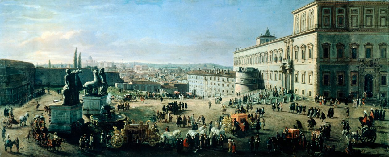 Monte Cavallo tér és palota (olaj, vászon) alkotó: Gaspar van Wittel