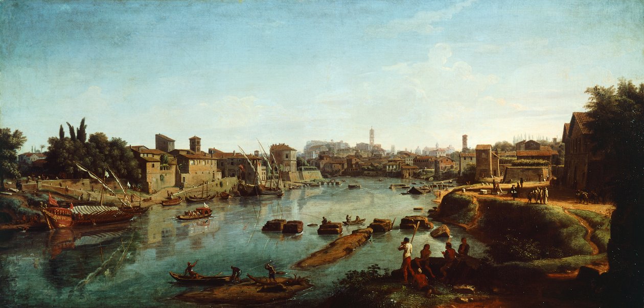 Kilátás a Tiberisre, Gaspar van Wittel (kb. 1652-1736) alkotó: Gaspar van Wittel