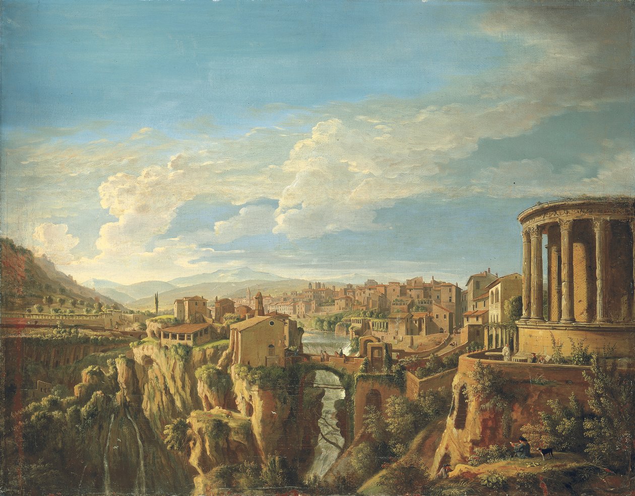 Tivoli kilátása a Vesta templommal (olaj, vászon) alkotó: Gaspar van Wittel