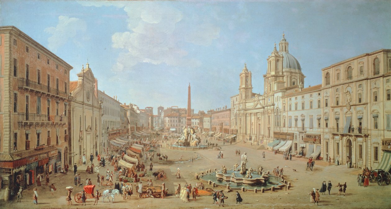 Róma, Piazza Navona (olaj, vászon) alkotó: Gaspar van Wittel