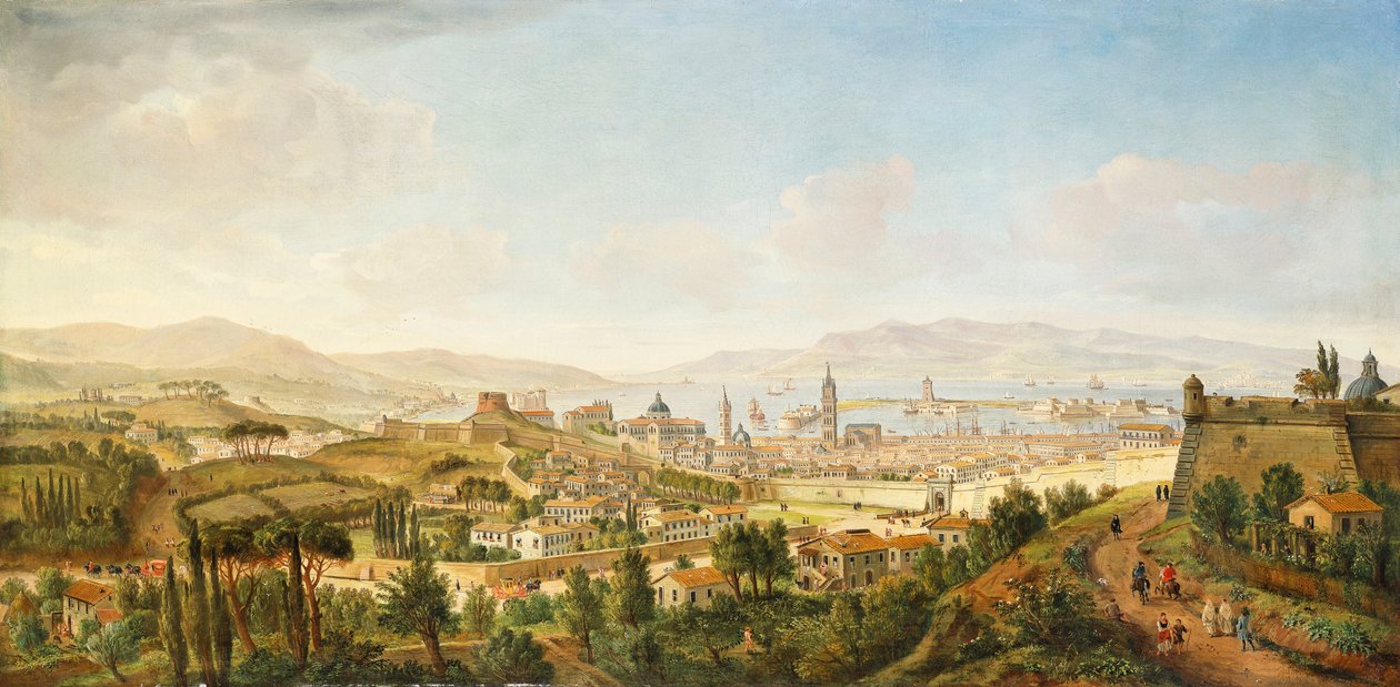 Panorámás kilátás Messinára, Szicília, alkotó: Gaspar van Wittel