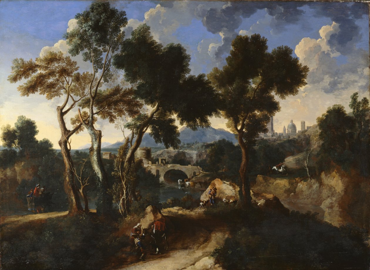 Táj falubeliekkel, 1640 körül alkotó: Gaspard and Miel, Jan van Dughet