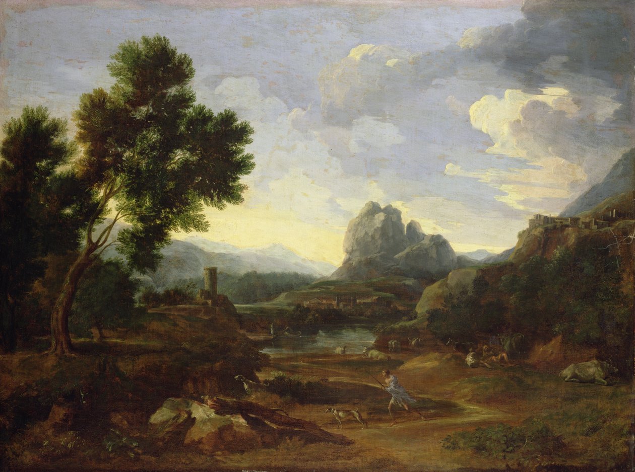 Táj a vadász és a kutyák alkotó: Gaspard Poussin Dughet